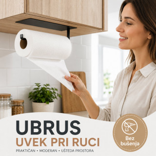 Samolepljivi metalni držač za ubruse i krpe - Crni