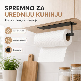 Samolepljivi metalni držač za ubruse i krpe - Crni
