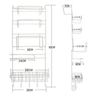 Fridge Side Shelf - 6u1 vakum držac sa kukicama koji se montira na frižider