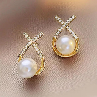 Silver X - elegantne minđuše sa biserom