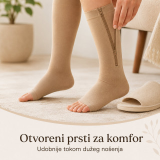 Kompresijske čarape sa rajsferšlusom za bol i otok u nogama