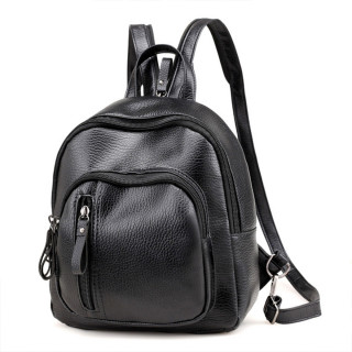 All-Match Backpack - Ženski crni ranac od eko kože 