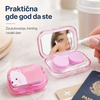 Set 2 kutije za sočiva sa ogledalom, pincetom i aplikatorom