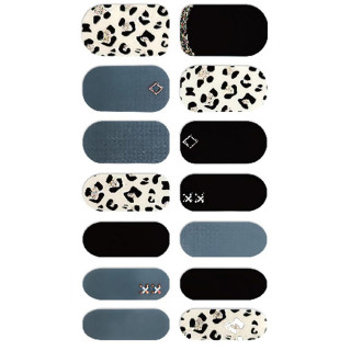 Ukrasne nalepnice za nokte u sivo plavoj boji sa leopard printom