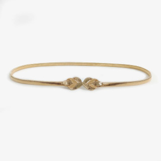 Zlatni elastični kaiš sa dekorativnom kopčom u obliku lista