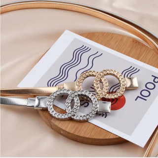 Elegantni elastični srebrni kaiš sa duplom karikom