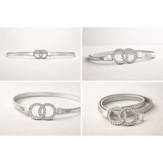 Elegantni elastični srebrni kaiš sa duplom karikom