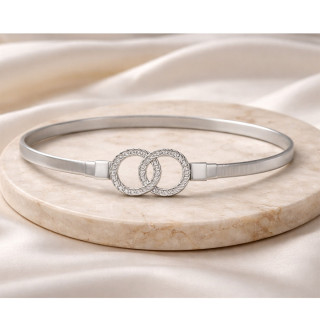 Elegantni elastični srebrni kaiš sa duplom karikom