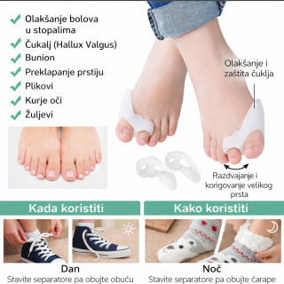 Silikonski ortopedski zaštitni separator za palac i čukljeve