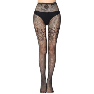 Zavodljive crne mrežaste unihopke sa dezenom cvetne podvezice