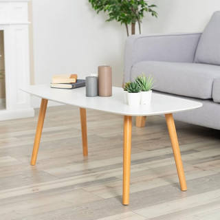 Blanc coffee table - Beli klub stočić sa drvenim nogarama