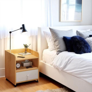 WOODLY OAK Brown - noćni stočić sa fiokom i otvorenim policama