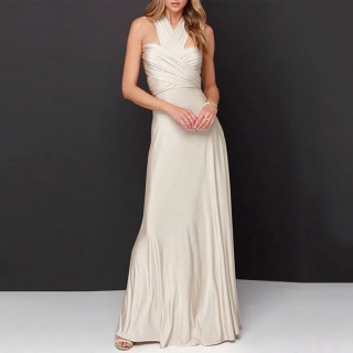 Diana Beige Long Dress – Bež elegantna haljina sa različitim mogućnostima vezivanja