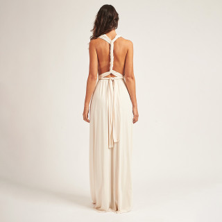 Diana Beige Long Dress – Bež elegantna haljina sa različitim mogućnostima vezivanja