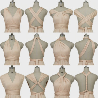 Diana Beige Long Dress – Bež elegantna haljina sa različitim mogućnostima vezivanja
