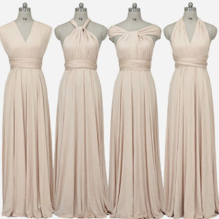 Diana Beige Long Dress – Bež elegantna haljina sa različitim mogućnostima vezivanja