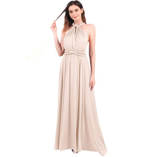 Diana Beige Long Dress – Bež elegantna haljina sa različitim mogućnostima vezivanja