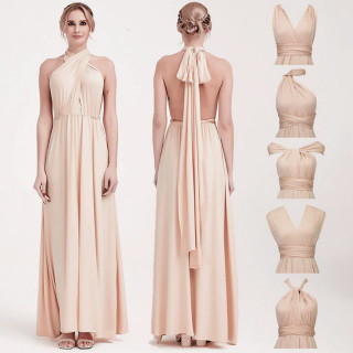 Diana Beige Long Dress – Elegantna haljina sa različitim mogućnostima vezivanja