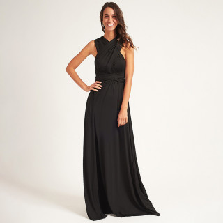 Bianca Black Dress - Crna elegantna haljina sa različitim mogućnostima vezivanja