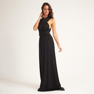 Bianca Black Dress - Crna elegantna haljina sa različitim mogućnostima vezivanja