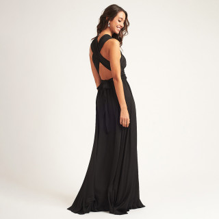 Bianca Black Dress - Crna elegantna haljina sa različitim mogućnostima vezivanja