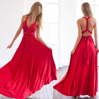 Greta Red Dress – Crvena elegantna haljina sa različitim mogućnostima vezivanja