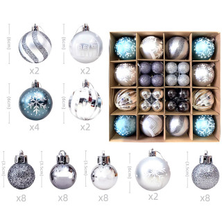 Silver-Blue Shine set - 44 magična ukrasa za jelku u srebrnim i plavim nijansama