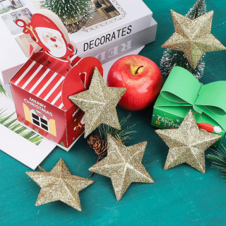 Golden stars – Set od 6 ZLATNIH zvezda ukrasa za jelku