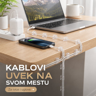 Set od 20 samolepljivih organizera za kablove – uredan sto bez zapetljanih žica