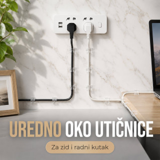 Set od 20 samolepljivih organizera za kablove – uredan sto bez zapetljanih žica