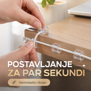 Set od 20 samolepljivih organizera za kablove – uredan sto bez zapetljanih žica