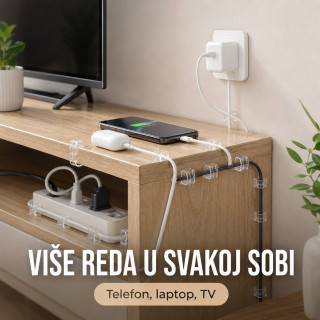Set od 20 samolepljivih organizera za kablove – uredan sto bez zapetljanih žica