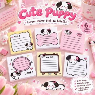 Cute Puppy - šareni memo blok za beleške