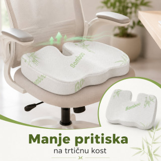 Bamboo Comfort ortopedski jastuk od memorijske pene za sedenje – podrška za leđa i trtičnu kost