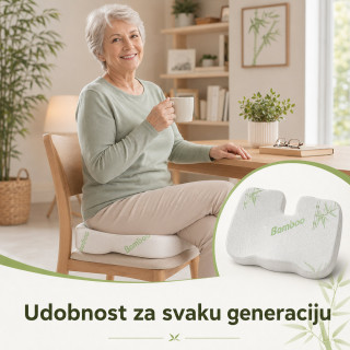 Bamboo Comfort ortopedski jastuk od memorijske pene za sedenje – podrška za leđa i trtičnu kost