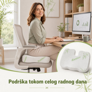 Bamboo Comfort ortopedski jastuk od memorijske pene za sedenje – podrška za leđa i trtičnu kost
