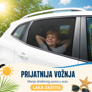 Auto mrežica za sunce – zaštita za stakla za decu i putnike, 2 kom