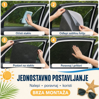 Auto mrežica za sunce – zaštita za stakla za decu i putnike, 2 kom