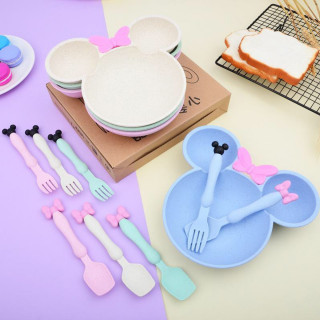Mini Maus pastelni set - tanjirić sa kašikom i viljuškom