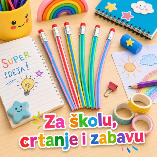 Set od 5 magičnih savitljivih olovaka za decu – Šarene Flexi Pencil olovke