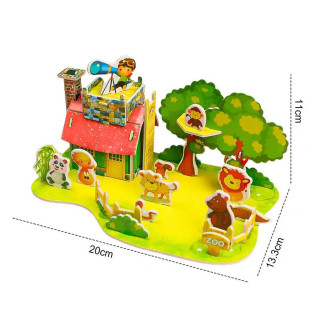 3D ZOO puzle za mališane - Kućica sa osmatračnicom i životinjama