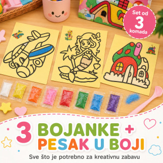 Set od 3 bojanke sa peskom za decu – kreativna peskovita umetnost
