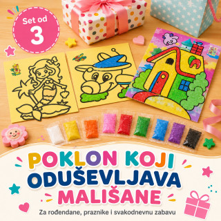 Set od 3 bojanke sa peskom za decu – kreativna peskovita umetnost