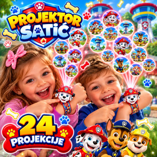 Patrolne Šape Maršal Projektor - Dečiji Digitalni Sat sa 24 Projekcije Patrolnih Šapa