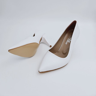 Ženska mat-bela elegantna cipela-salonka sa tanjom petom 1300 WHT MAT