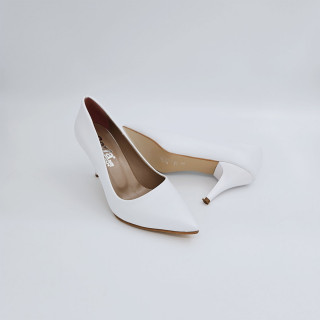Ženska mat-bela elegantna cipela-salonka sa tanjom petom 1300 WHT MAT