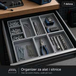 Modularni organizer za alat i sitnice – set od 7 pregrada za fioku