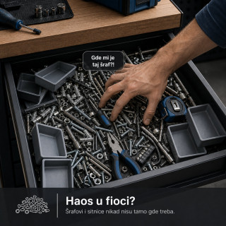 Modularni organizer za alat i sitnice – set od 7 pregrada za fioku