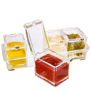 Set od 4 prozirne kutijice za začine + poklon kašičice