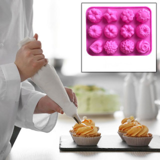 12u1 - Silikonski kalup za cvetne kolačiće